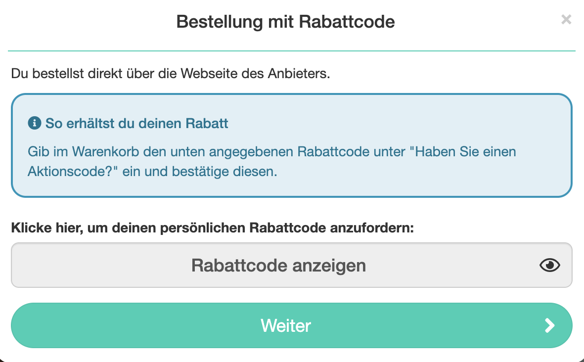 Rabattcode Pop-up